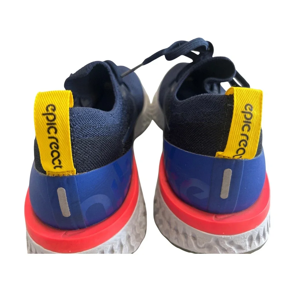 Nike Epic React Flyknit Women's 8.5 M 7 College Navy Blue Pink Yellow AQ0070-400